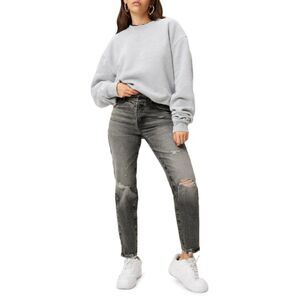 Good American NWT Good Vintage Mid-Rise Distressed Stretch Straight-Leg Jeans